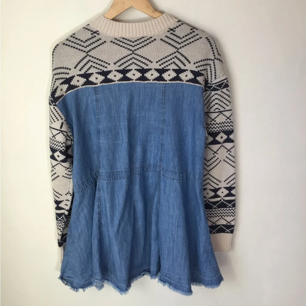 Free People Button Front Mini with‎ Sweater Piecing Dominic Dress